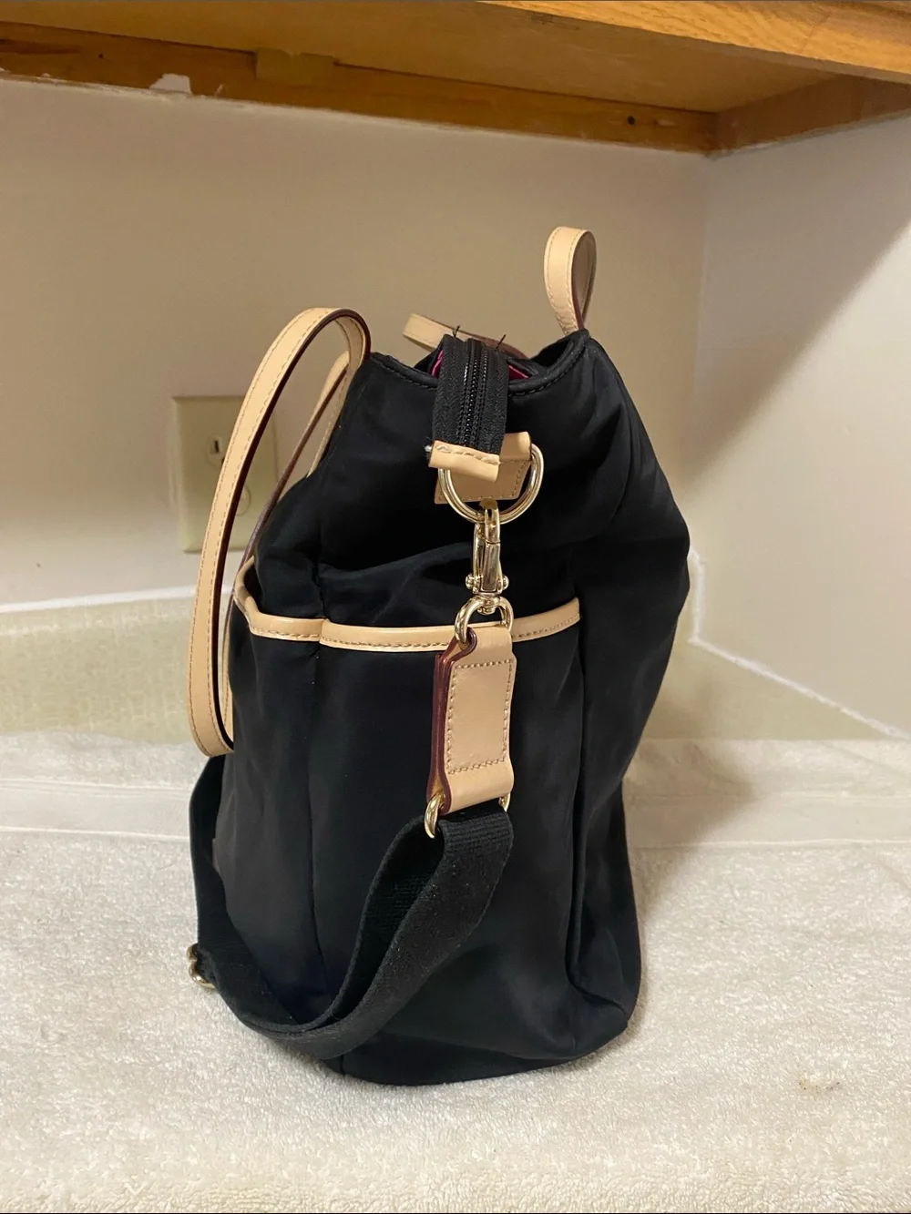 kate spade Black Nylon diaper bag with Crossbody strap